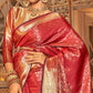 Red Floral Woven Kanjivaram Silk Saree