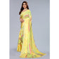 Yellow Floral Printed Art Silk Saree With Crochet Border