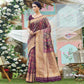 Wine Woven Art Silk Saree