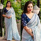 Light Blue Sequins Work Georgette Saree