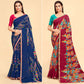 Blue And Pink Printed Art Silk Saree Pack Of 2