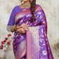 Violet Woven Art Silk Saree With Tassels