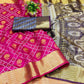 Pink Floral Woven Banarasi Silk Saree