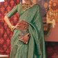 Sea Green Floral Woven Art Silk Saree