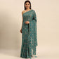 Turquoise Green Bandhani Foil Printed Zomato Saree With Tassels