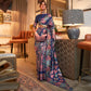 Navy Blue Floral Woven Art Silk Saree