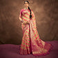 Pink & Chikoo Woven Art Silk Saree