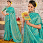 Aqua Blue Floral Woven Art Silk Saree