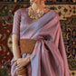 Raddish Grey Woven Art Silk Saree With Tassels