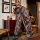 Black Floral Woven Art Silk Saree