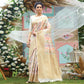 Cream Woven Art Silk Saree