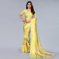 Yellow Floral Printed Art Silk Saree With Crochet Border