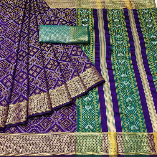 Violet Bandhani Woven Banarasi Silk Saree