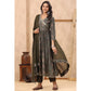 Grey Jaipuri Printed With Sequins Work Muslin Anarkali Suit