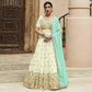 Off White Sequins Floral Embroidered Georgette Semi Stitched Anarkali Suit