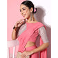 Pink Solid Art Silk Saree