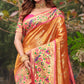 Orange Woven Art Silk Paithani Saree With Tassels