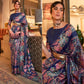 Navy Blue Floral Woven Art Silk Saree