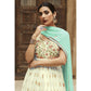 Off White Sequins Floral Embroidered Georgette Semi Stitched Anarkali Suit