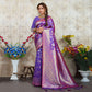 Violet Woven Art Silk Saree With Tassels