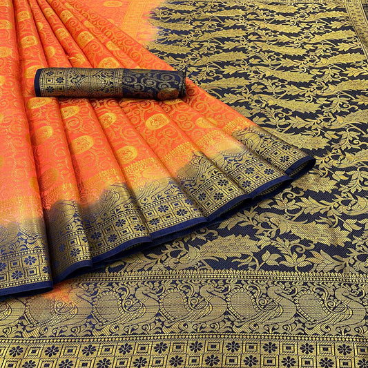 Orange Woven Banarasi Silk Saree