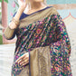 Navy Blue Woven Art Silk Saree