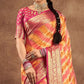 Orange & Pink Woven Art Silk Saree