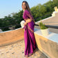 Purple Sequins Embroidered Art Silk Saree