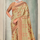 Beige Woven Art Silk Saree With Tassels