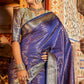 Violet Floral Woven Kanjivaram Silk Saree