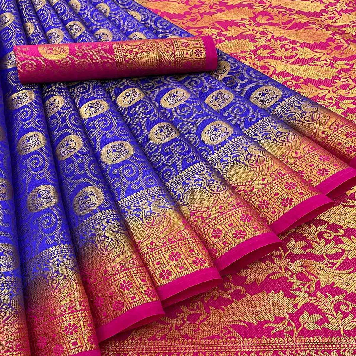 Blue Woven Banarasi Silk Saree