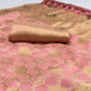 Rose Pink Woven Art Silk Saree With Tassels