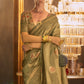 Brown Woven Art Silk Saree With Tassels