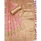 Rose Pink Woven Art Silk Saree With Tassels