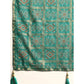 Turquoise Green Bandhani Foil Printed Zomato Saree With Tassels