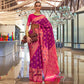 Magenta Purple Floral Woven Art Silk Saree With Tassels