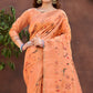 Peach Woven Art Silk Saree With Tassels