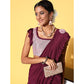 Wine Sequins Embroidered Art Silk Saree