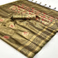 Brown Woven Art Silk Saree With Tassels