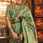 Sea Green Woven Art Silk Saree With Tassels