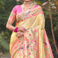 Cream Woven Art Silk Paithani Saree With Tassels