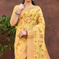 Yellow Woven Art Silk Saree With Tassels