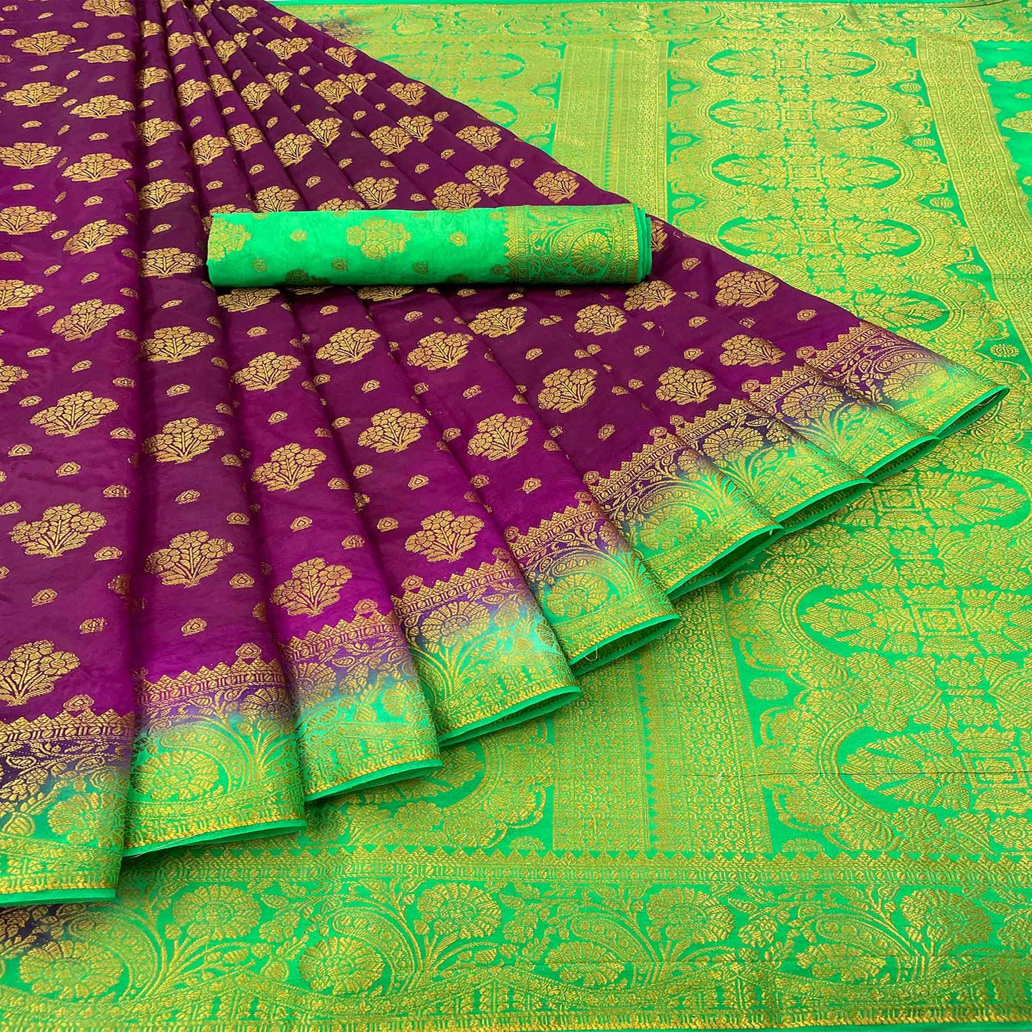 Magenta Pink Woven Banarasi Silk Saree