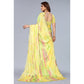 Yellow Floral Printed Art Silk Saree With Crochet Border