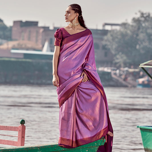 Purple Woven Art Silk Saree