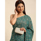 Turquoise Green Bandhani Foil Printed Zomato Saree With Tassels