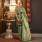 Sea Green Woven Art Silk Saree With Tassels