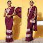 Wine Sequins Embroidered Art Silk Saree