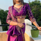 Purple Sequins Embroidered Art Silk Saree