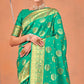 Turquoise Floral Woven Art Silk Saree